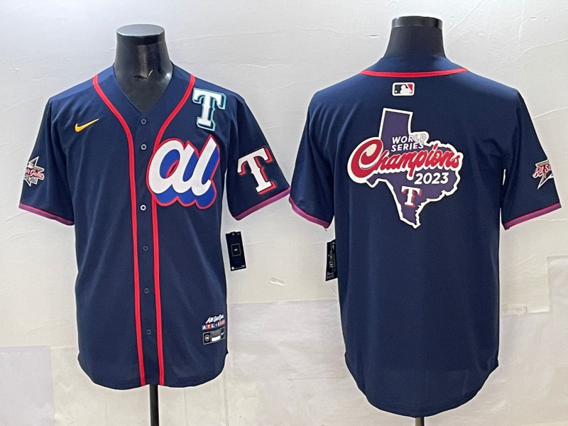 Men 2025 Texas Rangers blank blue Nike MLB All Star jersey style 6